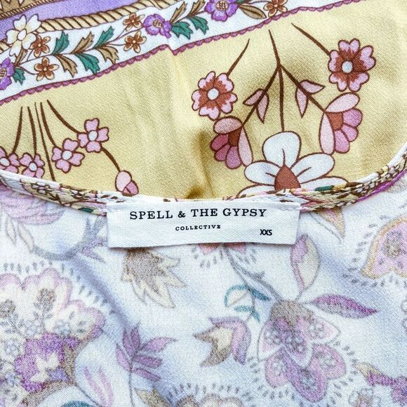 Spell and the Gypsy Women's Portobello Road Babydoll Floral‎ Boho Midi Dress XXS - Picture 8 of 10